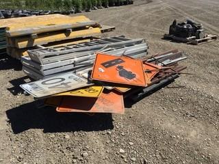 Pallet of Assorted Road Construction & Safety Signs
