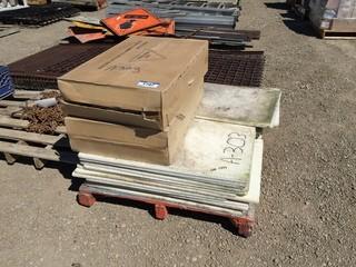 Pallet of 3' x 2' Cutting Board Plastic & (2) Commercial Sinks