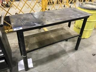 21" X 55" Steel Shop Built Table.