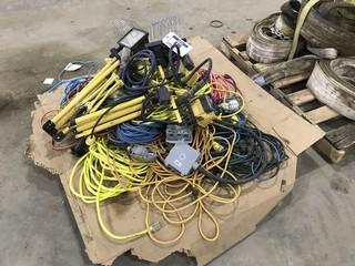 Pallet of Asst. Electrical Cords, Work Lights, Trouble Lights, etc.