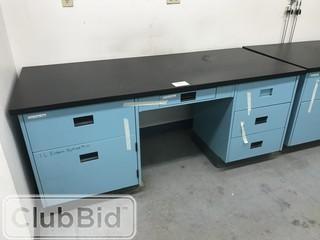 6' X 30" Desk w/ Metal Cabinets