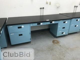 7' X 30" Desk w/ Metal Cabinets
