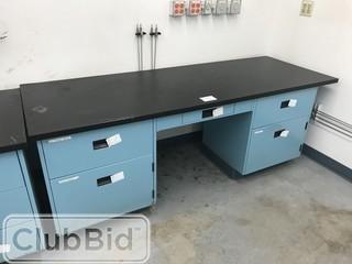 7' X 30" Desk w/ Metal Cabinets