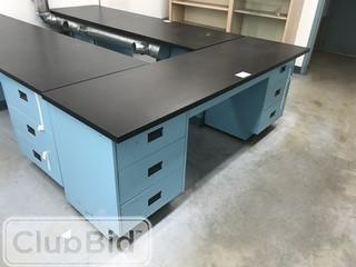 81" X 2' Desk w/ Metal Cabinets