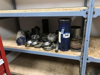 Contents of EZ-Rect Shelving Including Magnets, Sanding Material, Grinding Discs, Gauges, etc.