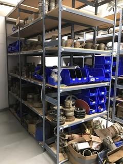 Contents of (5) Sections of EZ-Rect Shelving including Asst. Fittings, Nipples, Flanges, Cam Locks etc.