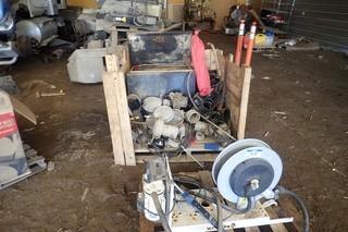 Suzzara Blue Fuel Pump w/ Hose & Meter, Bin of Asst. Fittings and Flanges.