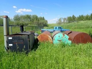 Lot of Steel Tanks and Coal Furnace. 