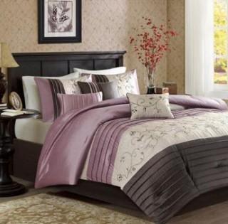 Madison Park 7pcs Comforter Set (MP10 - 3446) - Purple / Taupe Queen