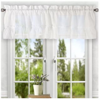 August Grove Casarina 54 Ruffled Filler Curtain Valance (AGGR5936_22109537) - White - 54" Wide
