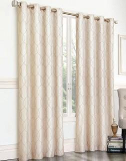 Regent Court Gramercy Embroidered Faux-Silk Window Curtain - 50" x 95"  - Beige 