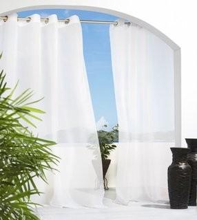 Beachcrest Home Odessa Solid Semi-Sheer Outdoor Grommet Single Curtain Panel (SEHO1650_15221136_15221137) - White - 54 ' x 84" - 2PCS