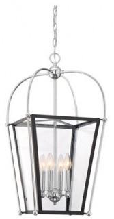 Dunbar 4 Light Pendant - Matte Black w Polished Chrome Accents