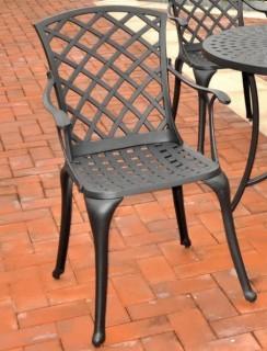 Sedona Cast Aluminum High Back Arm Chair in Charcoal Black Finish (Set of 2)
