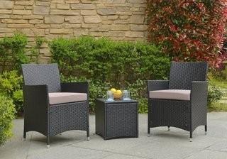 Wrought Studio Minden 3 Piece Conversation Set with Cushions (VRKG1091_21118862) - Black / Sand