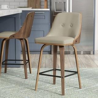 Langley Street Alexa Counter 26.25 Swivel Bar Stool (LGLY6055_27493121) - Grey