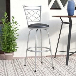 Charlton Home Gettysburg Adjustable Height Swivel Bar Stool (CHRL7527_24386954_24386952) - Silver / Brown
