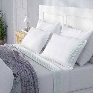 Winston Porter Dora Soft Brushed 3-Line Embroidery Sheet Set (WNPR4838_22408223_22408226) - Coral / White King