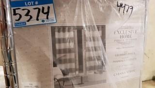 Exclusive Home Indoor / Outdoor Premium Quality Grommet Panels Set of 2 Pairs Cabana Stripe - 54" x 84"