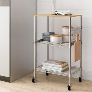 Rebrilliant Meekins Microwave Cart with Wood Top (REBR5614)