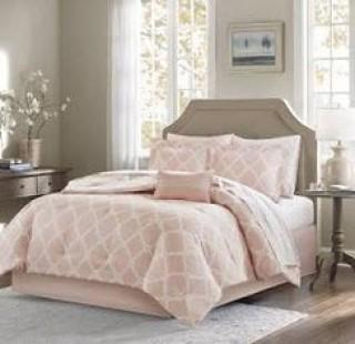 Madison Park Essentials Merritt Full Reversible Complete Comforter & Cotton Sheet Set in Blush - Olliix MPE10-621 - Full