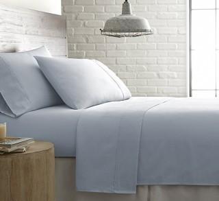 Briteyarn - Sweetbrier Print - 300 Thread Count 100% Cotton Extra Deep Pocket Sheet Sets - Full / Queen Light Blue