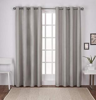 Exclusive Home London Textured Linen Thermal Window Curtain Panel Pair with Grommet Top 54x108 Beige 2 Piece)