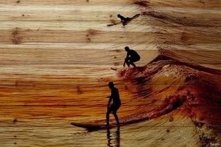 Mercury Row 'Surfing The Wave' by Parvez Taj Painting Print on Natural Pine Wood (MCRW5982_26995248) 8" x 12"
