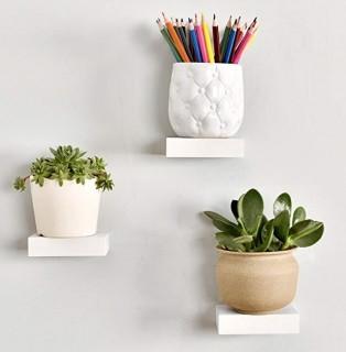 WELLAND Showcase Display Shelves, Espresso, Set of 3 White