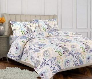 Tribeca Living Flannel Paisley Garden Printed 170 GSM Duvet Cover Set, King/California