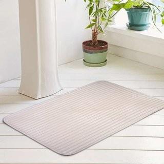 Home Fashion Designs Ariana Textured Memory Foam Anti-Fatigue Bath Rug with Woven Stripe (HFAS1443_21213270_21169815)