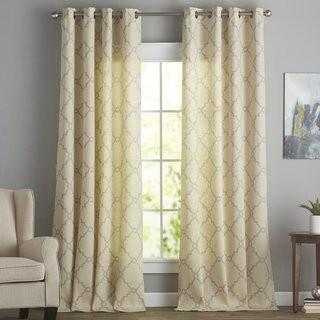 Three Posts Winnett Geometric Semi-Sheer Grommet Single Curtain Panel (THRE8545_18843191_18843195)