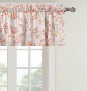 Cordelia Artisan Floral Block Print Pattern Window Valance 2 pcs