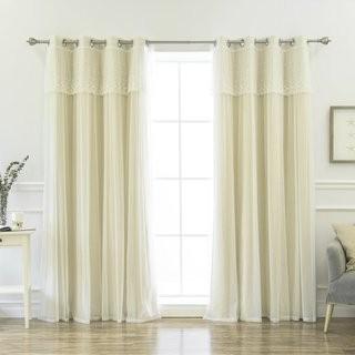 Best Home Fashion, Inc. Mix and Match Tulle Solid Blackout Thermal Grommet Curtain Panels (BEHF1465_20302060) - White 2 pcs