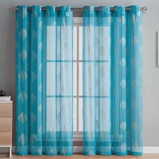 Jennifer Nature/Floral Sheer Grommet Curtain Panels - 2 pcs