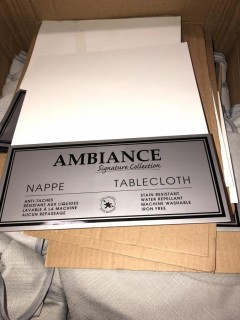 Ambiance Signature Collection Tablecloth Nappe Grey Faux Linen 