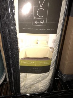 VCNY 3 pcs Quilt Set King White Downtown Collection 