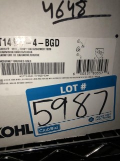 Rite-Temp? pressure-balancing bath and shower trim set with push-button diverter