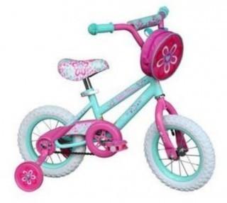 Girls 12" Pink & Green Bicycle w/Training Wheels