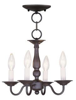 Livex Williamsburgh 4 Light 13 inch Bronze Pendant/Ceiling Mount Ceiling Light 5010-07