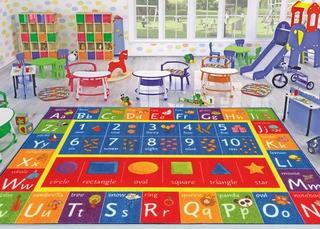 Playtime Collection - Kev & Cooper - 8'2" x 9'10" - Weranna ABC Seasons Months and Days of the Week Educational Learning Blue/Yellow Indoor/Outdoor Area Rug (ZMIE4051)