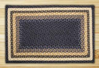 Earth Rugs Rc-79 Lt. Blue Dk. Blue Mustard Rectangle Braided Rug - 4' x 6'