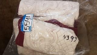 3pc Bedspread - Cream w/Red Trim - Full