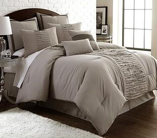 Marilyn Grey - King - 8pc Textured Comforter Set - Grey 