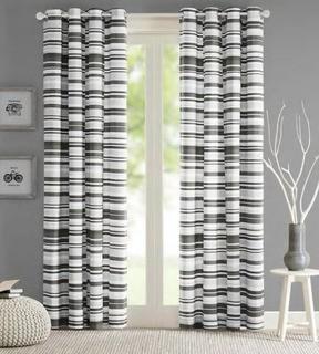 Intelligent Design Sadie Striped Semi-Sheer Grommet Single Curtain Panel (INTD1555_18102707_18129680) - 4 panels - 50" x 63"