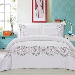Melange Home Morocco Embroidered 3 Piece Duvet Cover Set (MELH1089_16257500_16257499) - Queen