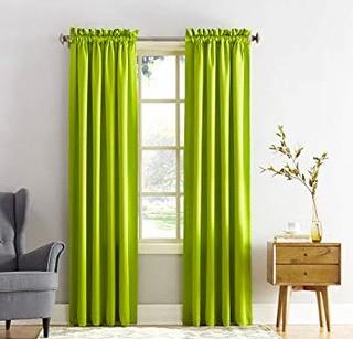 Lot 2 Panels - Sun Zero Groton Solid Room Darkening Rod Pocket Single Curtain Panel - Lime Green - 54 63 LIM GRA-PT(SUNZ1003_12806761_12806767)
