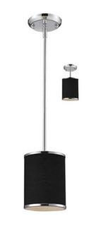Z-Lite 168-6 Cameo 1 Light Mini Pendant With Black Shade Chrome