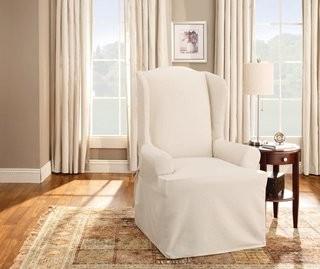 Sure Fit Cotton Duck Wing Chair T-Cushion Slipcover (SUR10061797592) - 2 pcs