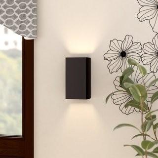 Lot (3) Latitude Run Scanlan Open Top and Bottom Small Rectangular 1 Light Wall Sconce - Black(LDER5191_24071905)